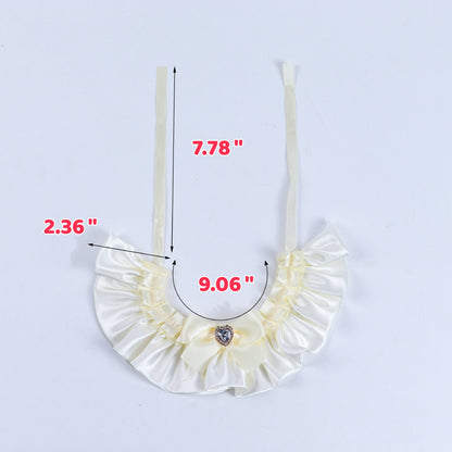 Cat Lace Bib Collar with Bow - Decorative Pet Scarf Bandana, Small Size Dress-Up Costume Accessories