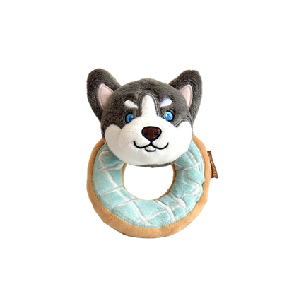 5.7" Squeaky Donut Dog Toy - Soft Plush Chew Toy, Interactive Tug-of-War, Durable for Small & Medium Dogs