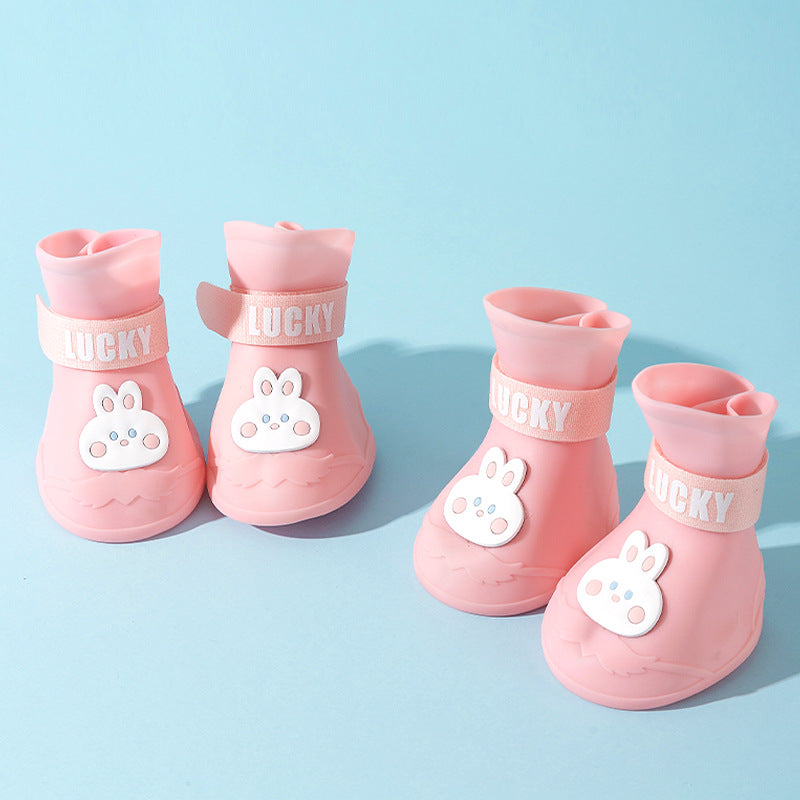 Cartoon Silicone Dog Rain Boots - Waterproof Non-Slip , for Medium & Large Dogs 4 Colors