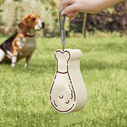 Cartoon Pet Travel Water Cup - 9.9 Oz Chicken Leg PP Food Holder for Dogs Cats