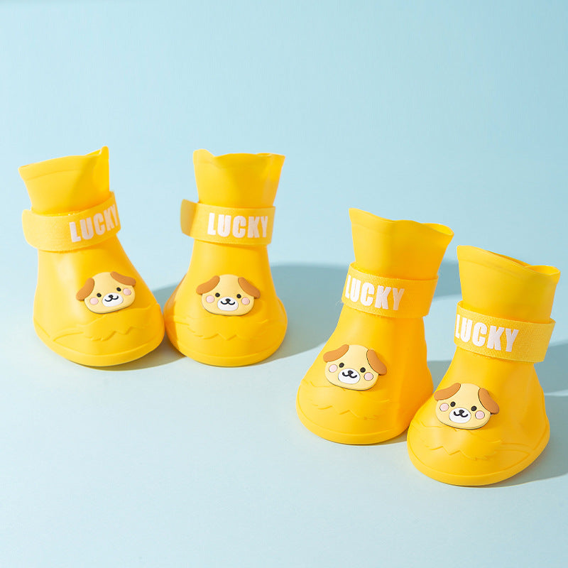 Cartoon Silicone Dog Rain Boots - Waterproof Non-Slip , for Medium & Large Dogs 4 Colors