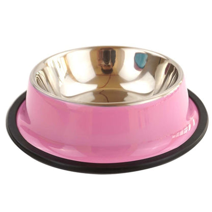 Stainless Steel Pet Bowl with Non - Slip Rubber Base, 7-74oz Universal for Cats & Dogs