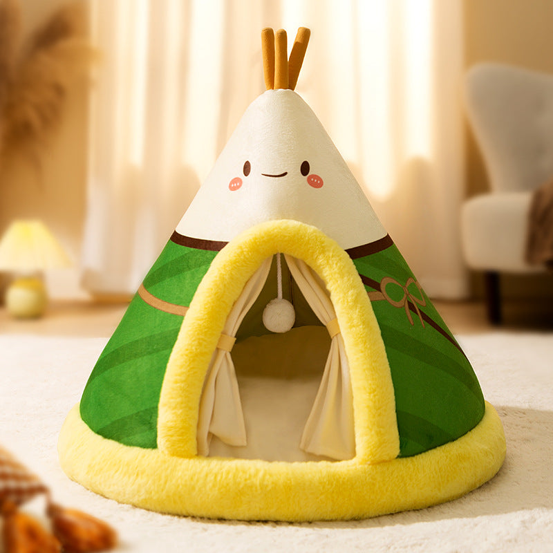 Winter Cat Teepee Tent Bed,Warm Indoor Pet Tent House for Cats(S-XL)