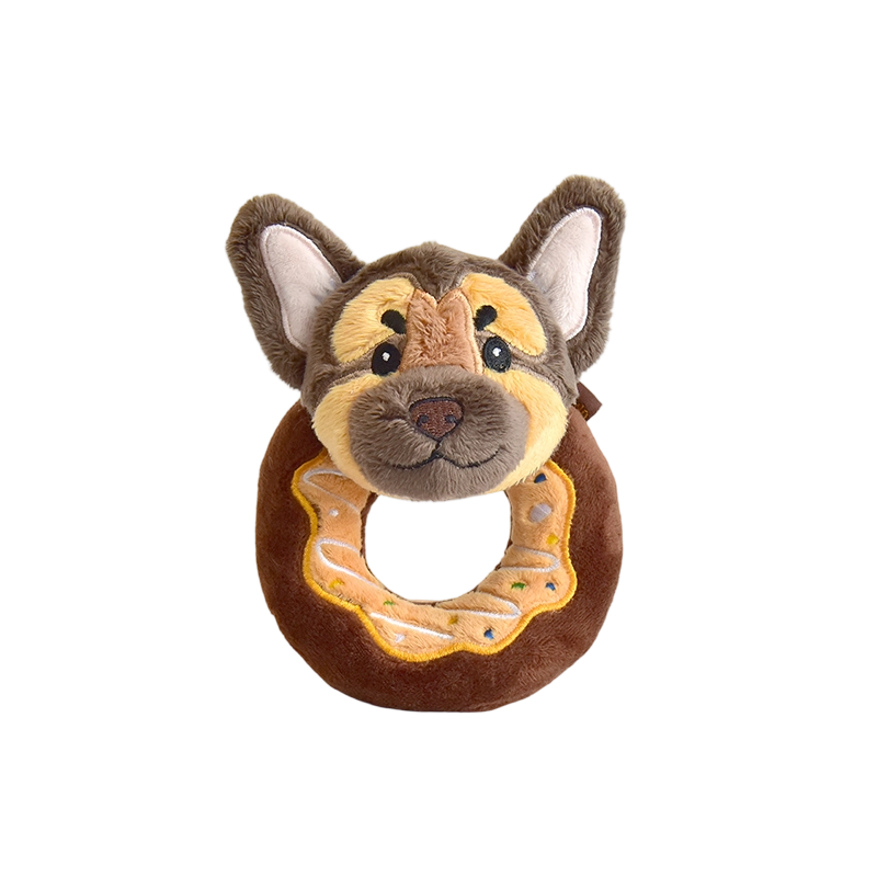 5.7" Squeaky Donut Dog Toy - Soft Plush Chew Toy, Interactive Tug-of-War, Durable for Small & Medium Dogs