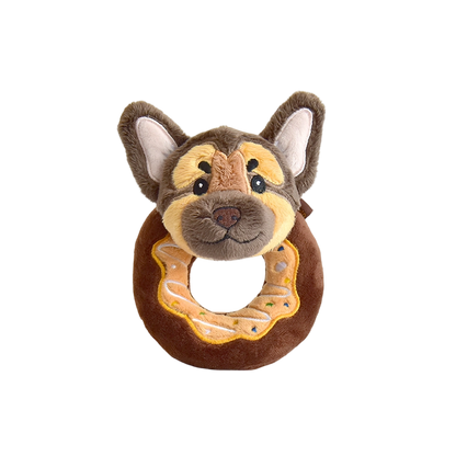 5.7" Squeaky Donut Dog Toy - Soft Plush Chew Toy, Interactive Tug-of-War, Durable for Small & Medium Dogs