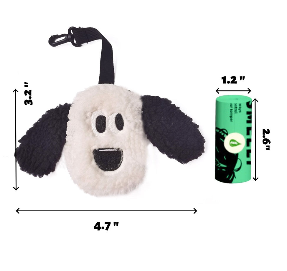 Cute Plush Dog Poop Bag Holder - Portable Dispenser for Walking Camping Travel