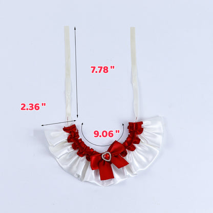 Cat Lace Bib Collar with Bow - Decorative Pet Scarf Bandana, Small Size Dress-Up Costume Accessories