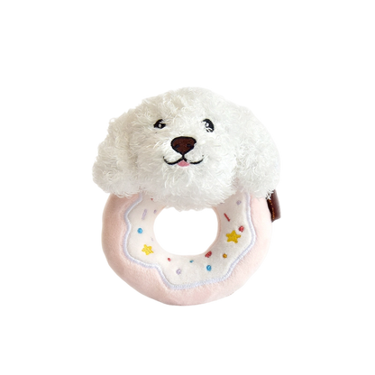 5.7" Squeaky Donut Dog Toy - Soft Plush Chew Toy, Interactive Tug-of-War, Durable for Small & Medium Dogs