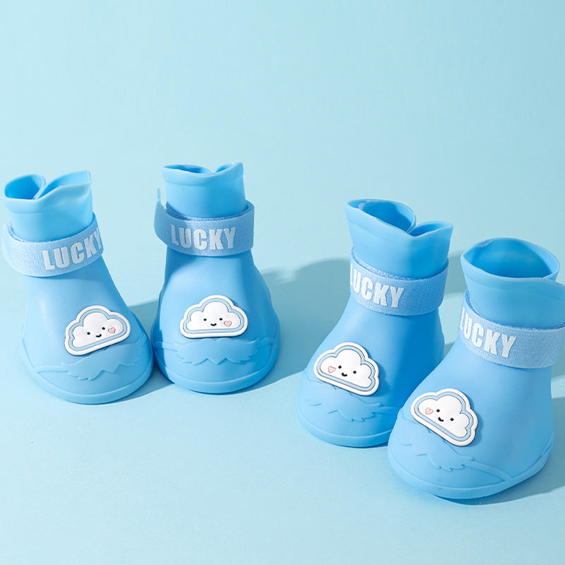 Cartoon Silicone Dog Rain Boots - Waterproof Non-Slip , for Medium & Large Dogs 4 Colors