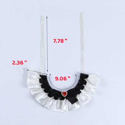 Cat Lace Bib Collar with Bow - Decorative Pet Scarf Bandana, Small Size Dress-Up Costume Accessories