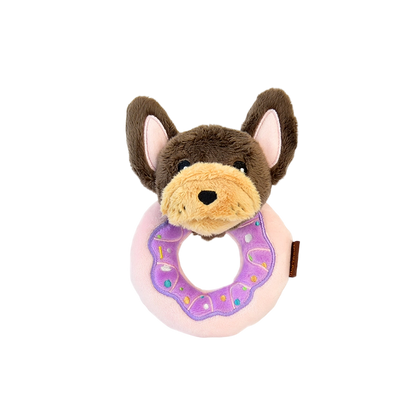 5.7" Squeaky Donut Dog Toy - Soft Plush Chew Toy, Interactive Tug-of-War, Durable for Small & Medium Dogs