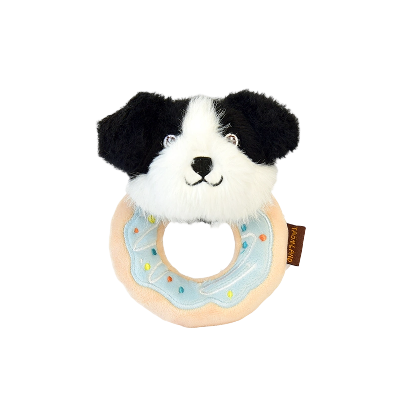 5.7" Squeaky Donut Dog Toy - Soft Plush Chew Toy, Interactive Tug-of-War, Durable for Small & Medium Dogs