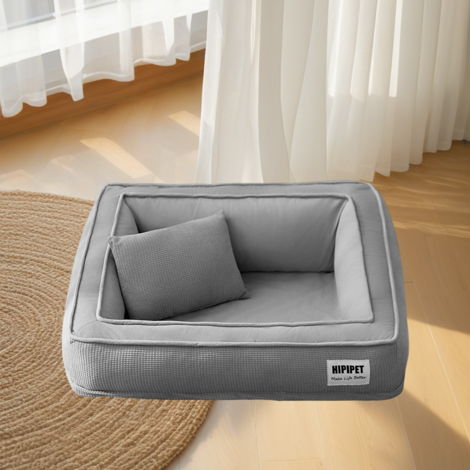 Pet Couch Bed - Removable Washable Cover, Non-Slip Bottom, Dark Series for Small/Middle Cats & Dogs