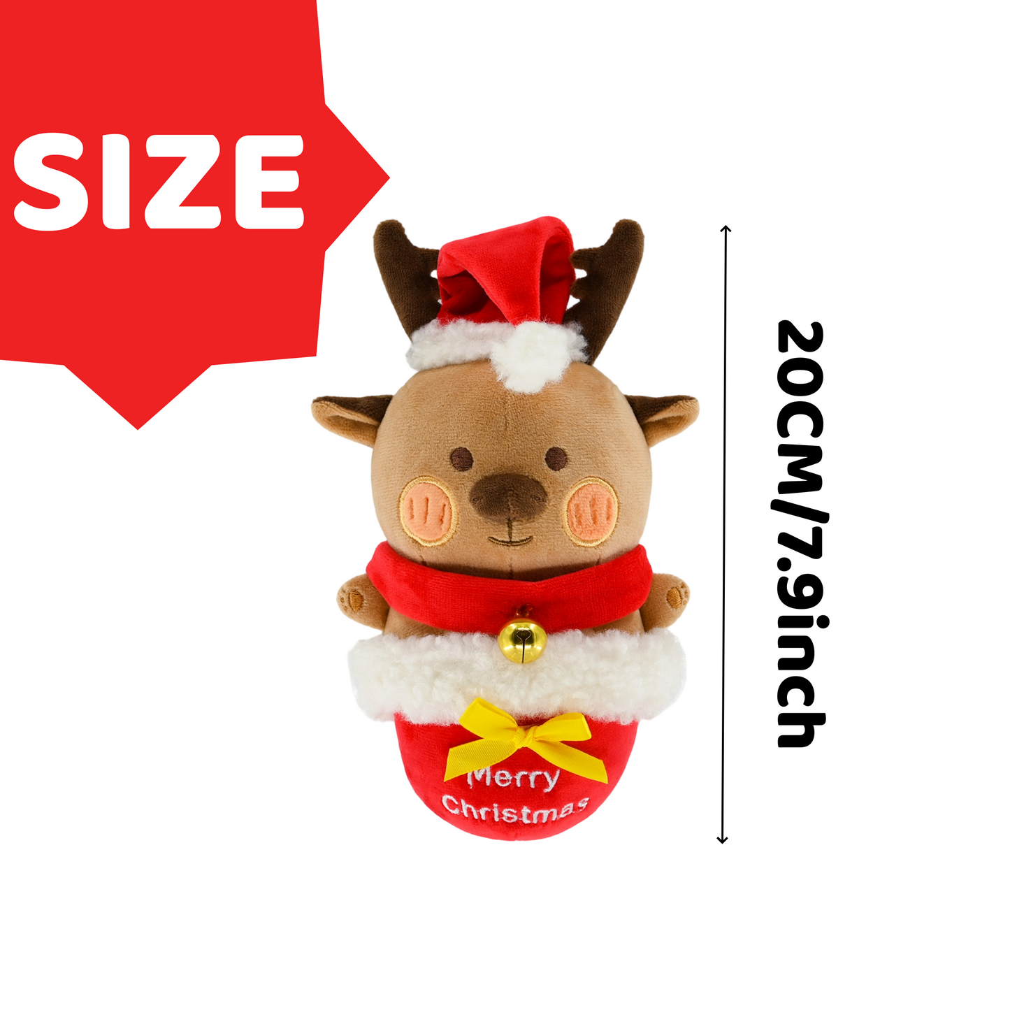 Christmas Reindeer Reveal Squeaky Plush Dog Chew Toy,  Red