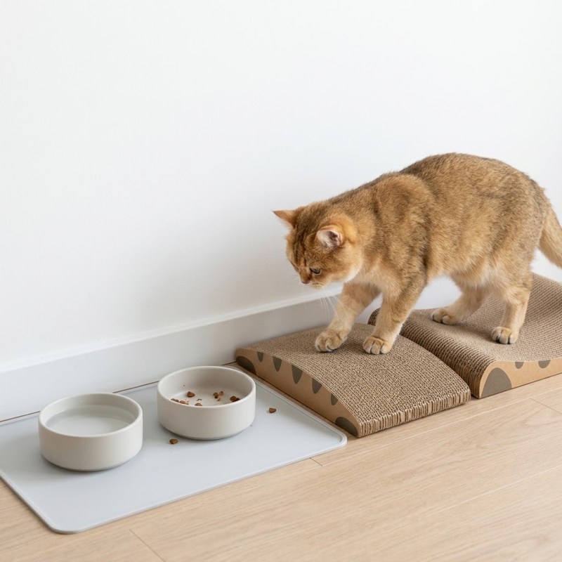 Miaow & Meow | Curved Cat Scratcher Pad | Corrugated Cardboard Neck Support Cat Scratching Board | Thick Non Shedding Cat Scratch Lounge Bed | Kitty Grinding Claw Toy for Indoor Cats