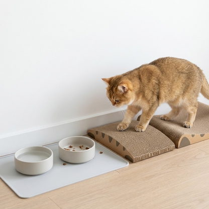 Miaow & Meow | Curved Cat Scratcher Pad | Corrugated Cardboard Neck Support Cat Scratching Board | Thick Non Shedding Cat Scratch Lounge Bed | Kitty Grinding Claw Toy for Indoor Cats
