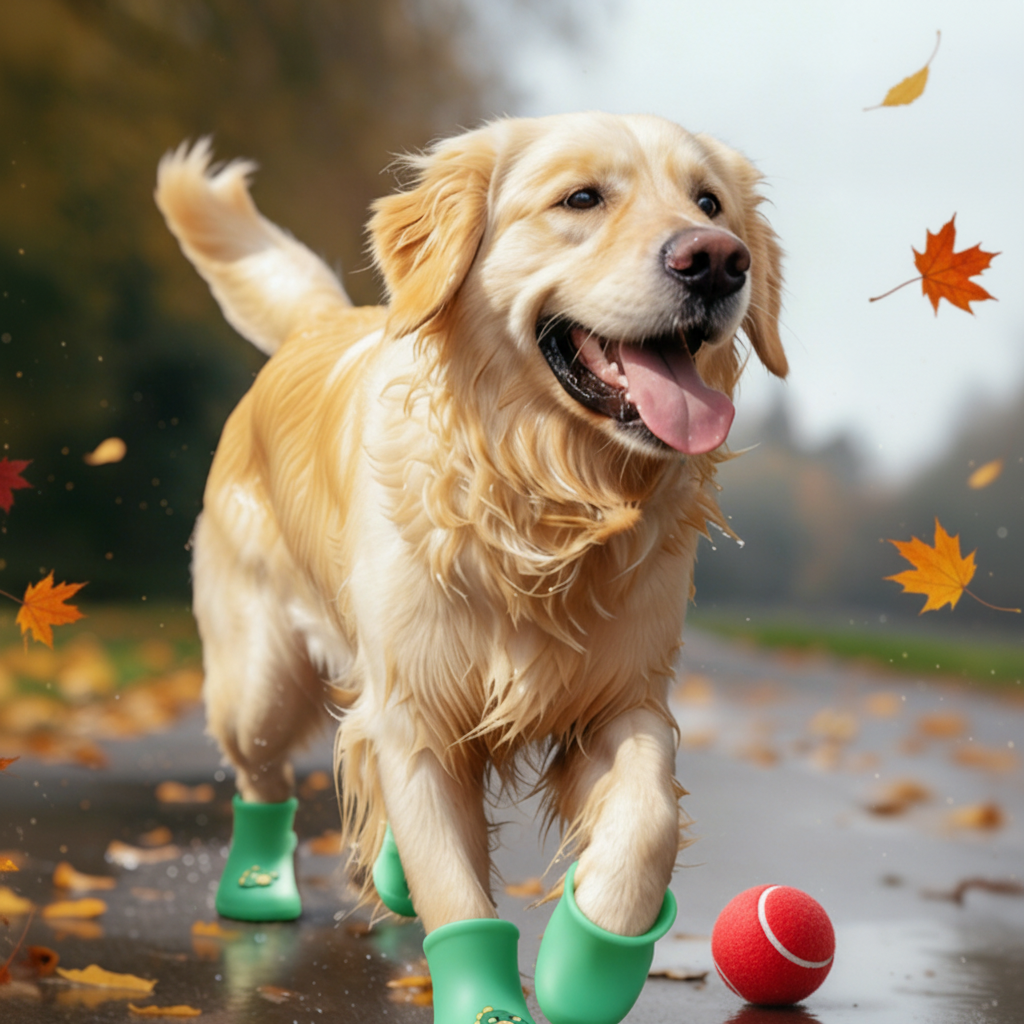 Cartoon Silicone Dog Rain Boots - Waterproof Non-Slip , for Medium & Large Dogs 4 Colors