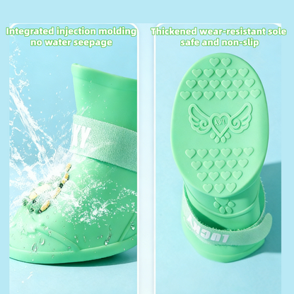 Cartoon Silicone Dog Rain Boots - Waterproof Non-Slip , for Medium & Large Dogs 4 Colors