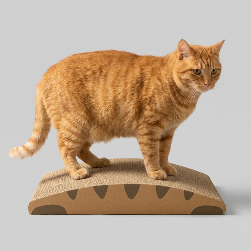 Miaow & Meow | Curved Cat Scratcher Pad | Corrugated Cardboard Neck Support Cat Scratching Board | Thick Non Shedding Cat Scratch Lounge Bed | Kitty Grinding Claw Toy for Indoor Cats