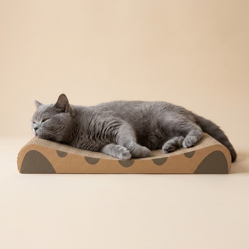 Miaow & Meow | Curved Cat Scratcher Pad | Corrugated Cardboard Neck Support Cat Scratching Board | Thick Non Shedding Cat Scratch Lounge Bed | Kitty Grinding Claw Toy for Indoor Cats