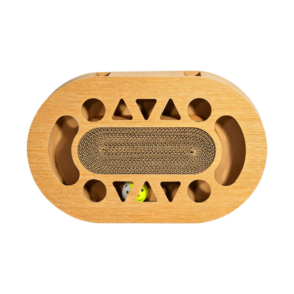 Miaow & Meow | Interactive Cat Scratcher Cardboard with Ball Track | 2-in-1 Oval Corrugated Cat Toy for Indoor Cats