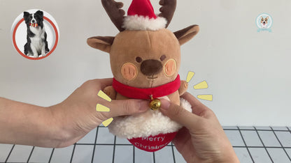 Christmas Reindeer Reveal Squeaky Plush Dog Chew Toy,  Red