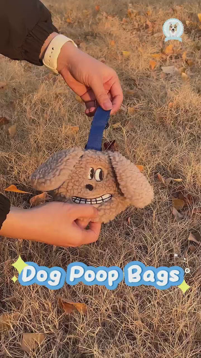 Cute Plush Dog Poop Bag Holder - Portable Dispenser for Walking Camping Travel