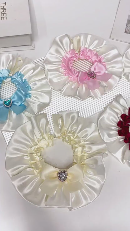 Cat Lace Bib Collar with Bow - Decorative Pet Scarf Bandana, Small Size Dress-Up Costume Accessories