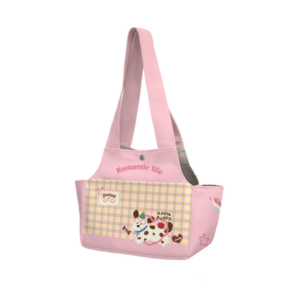 Canvas Dog Carrier Tote - Cute Portable Pet Travel Bag for Small Dogs, Lightweight Handheld Outdoor Pouch