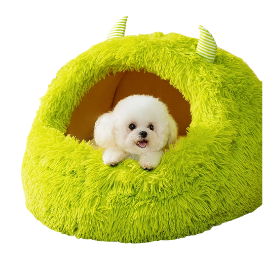 Cozy Pet Nest - Warm Semienclosed Plush Bed, S/M/L/XL/XXL with Detachable Mat for Cats & Dogs
